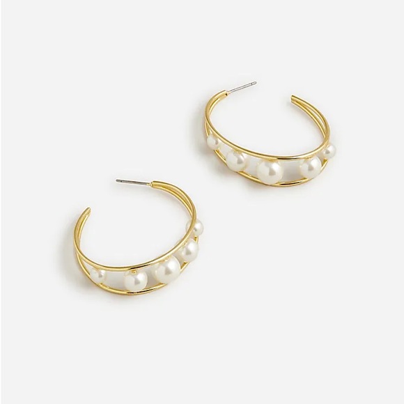 *NWT* J. Crew Pearl double-hoop earrings - Picture 1 of 5